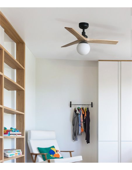 Ventilador de techo con luz Klim Smart S - Faro - Ventilador moderno DC, palas de pino