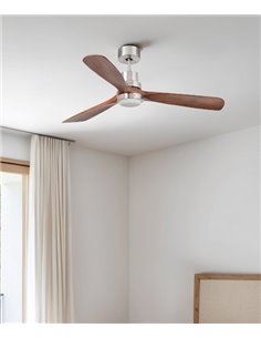Ventilador de techo con luz Lantau L - Faro - Ventilador DC de nogal