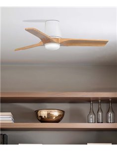Ventilador de techo con luz Heywood Tub LED S - Faro - Ventilador DC con palas de pino