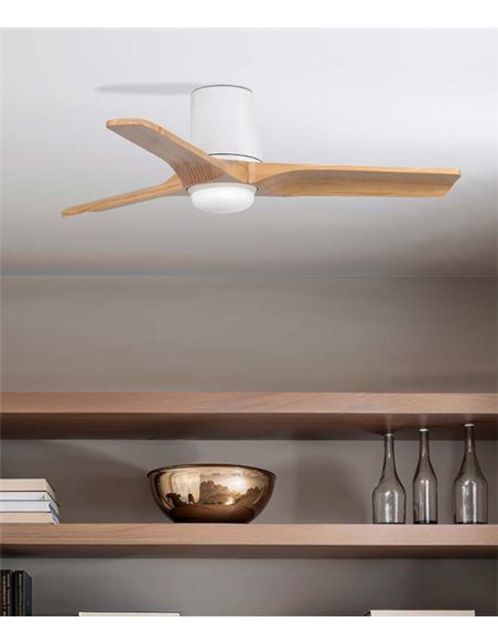 Ventilador de techo con luz Heywood Tub LED S - Faro - Ventilador DC con palas de pino