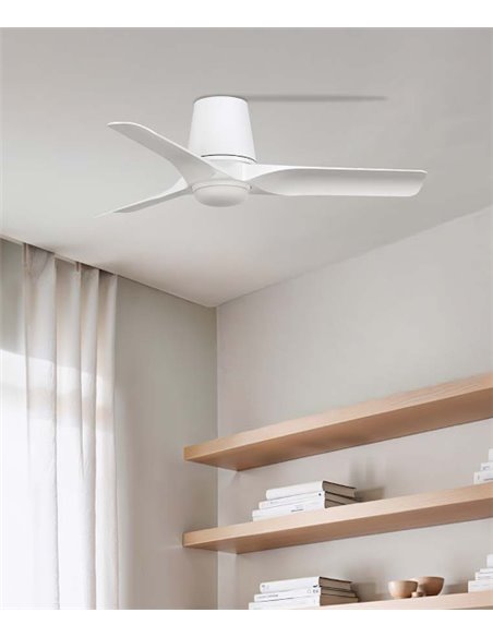 Ventilador de techo con luz Hey Tub LED S - Faro - Diseño blanco, motor DC