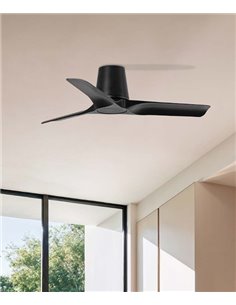 Ventilador de techo sin luz Hey Tub S - Faro - Palas de madera oscura, motor DC