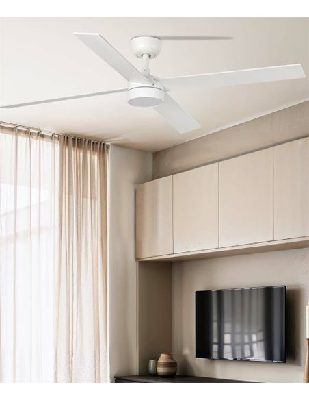 Ventilador de techo con luz Rudder L LED  - Faro - Ventilador DC con palas reversibles blanco/fresno