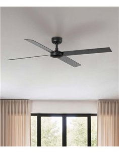 Ventilador de techo Rudder L - Faro - Palas reversibles negro/nogal