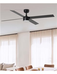 Ventilador de techo con luz Rudder LED - Faro - Palas de madera reversibles negro/nogal