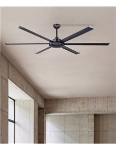 Ventilador de techo Rotterdam 20 XL - Faro - Ventilador DC negro, tamaño industrial