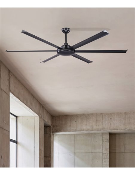 Ventilador de techo Rotterdam 20 XL - Faro - Ventilador DC negro, tamaño industrial