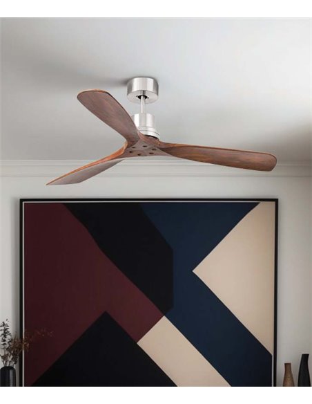 Ventilador de techo Lantau Smart L - Faro - Ventilador DC con palas de madera de nogal