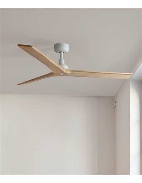 Ventilador de techo Klim Smart M - Faro - Palas de madera de pino, motor DC