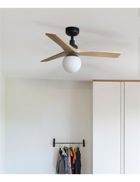 Ventilador de techo con luz Klim Smart S - Faro - Ventilador moderno DC, palas de pino