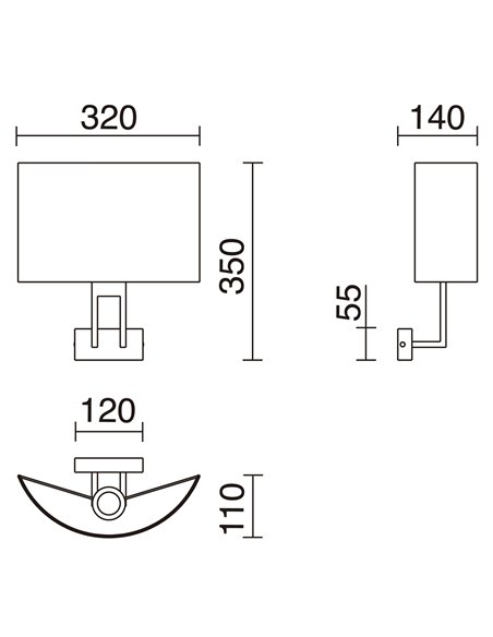 Aplique de pared Classical - Novolux Lighting - Lámpara decorativa con pantalla de tela