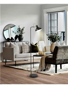 Lámpara de pie Irias – Schuller – Lámpara decorativa con acabado negro y detalles en cobre satinado