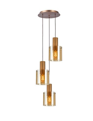 Lámpara colgante Venize - Schuller - 3 pantallas de cristal ámbar