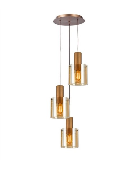 Lámpara colgante Venize - Schuller - 3 pantallas de cristal ámbar