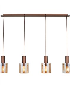 Lámpara colgante Venize - Schuller - Lámpara lineal con 4 pantallas de cristal ámbar 2
