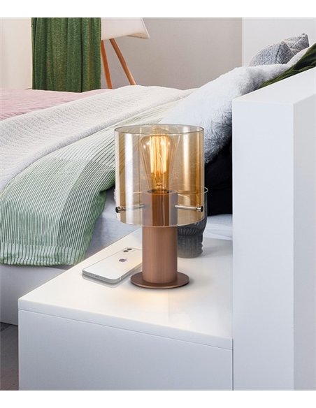 Lámpara de mesa Venize - Schuller - Lámpara decorativa con pantalla de cristal ámbar