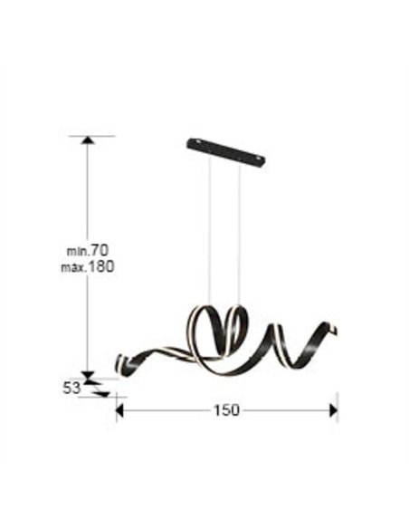 Lámpara colgante Amara - Schuller - Lámpara minimalista negra, horizontal