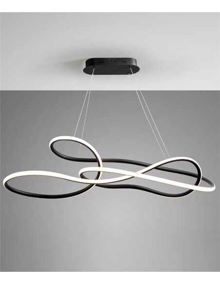 Lámpara colgante Evania - Schuller - Lámpara horizontal de silicona, negra