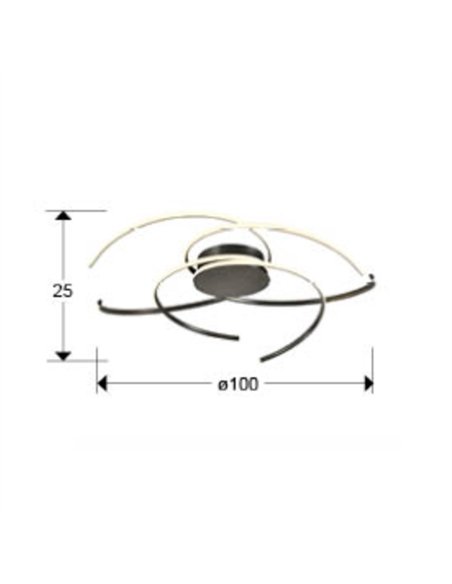 Plafón de techo Cadence - Schuller - Lámpara minimalista de acero negro y silicona