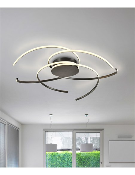 Plafón de techo Cadence - Schuller - Lámpara minimalista de acero negro y silicona