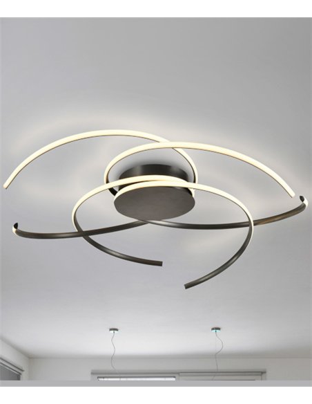 Plafón de techo Cadence - Schuller - Lámpara minimalista de acero negro y silicona