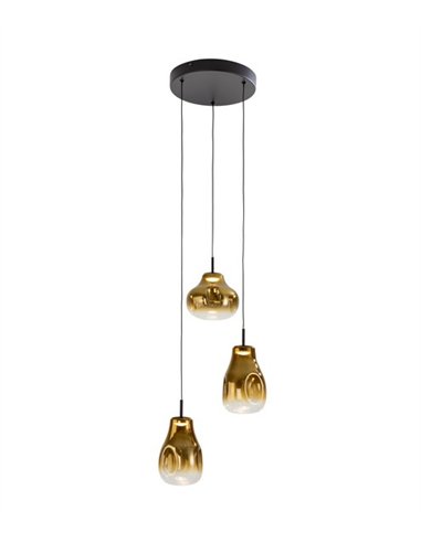 Lámpara colgante Aledis - Schuller  - 3 tulipas de cristal soplado dorado