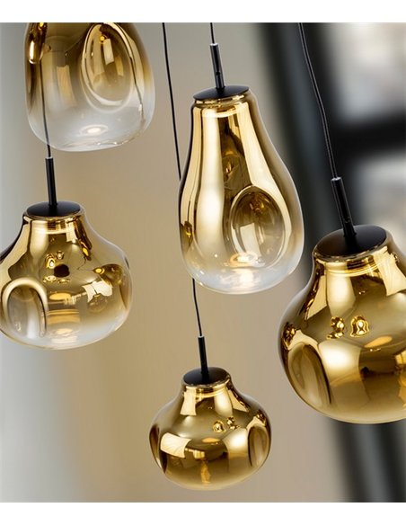Lámpara colgante Aledis - Schuller - Lámpara de 5 luces de cristal soplado