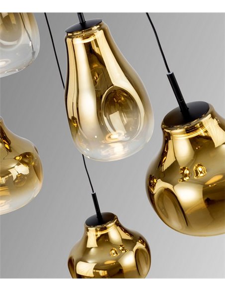 Lámpara colgante Aledis - Schuller - Lámpara de 5 luces de cristal soplado