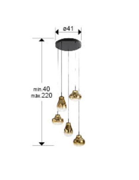 Lámpara colgante Aledis - Schuller - Lámpara de 5 luces de cristal soplado