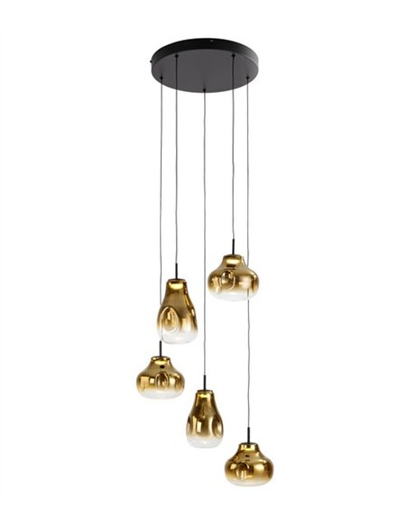 Lámpara colgante Aledis - Schuller - Lámpara de 5 luces de cristal soplado