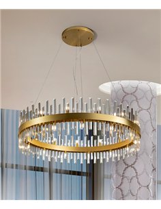 Lámpara colgante Grace - Schuller - Lámpara redonda de 18 luces, barras de cristal