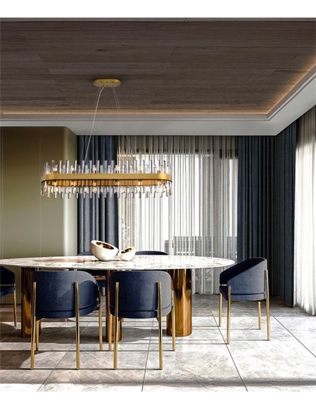 Lámpara colgante Grace - Schuller - Diseño ovalado, barras de cristal
