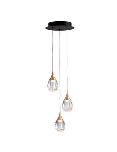 Lámpara colgante Corina - Schuller - 3 luces de acrílico, acabado dorado