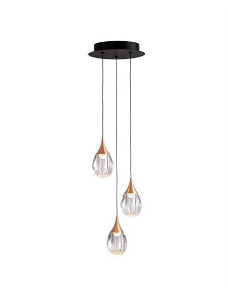 Lámpara colgante Corina - Schuller - 3 luces de acrílico, acabado dorado