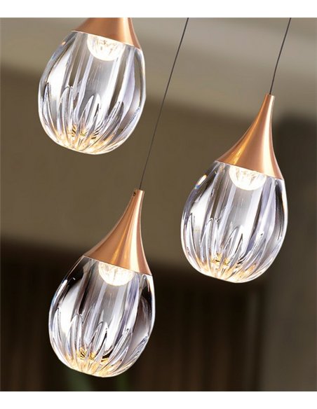 Lámpara colgante Corina - Schuller - 3 luces de acrílico, acabado dorado