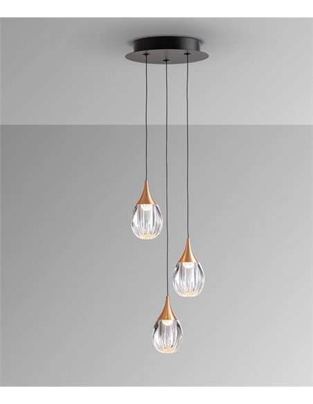 Lámpara colgante Corina - Schuller - 3 luces de acrílico, acabado dorado