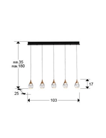 Lámpara colgante Corina - Schuller - Lámpara lineal de 5 luces
