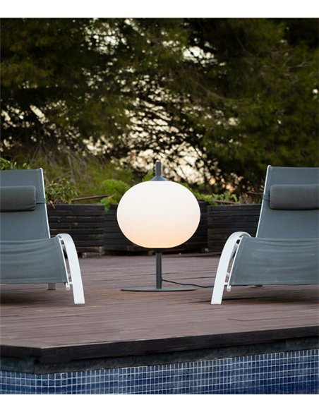 Lámpara de pie/mesa de exterior Saigon – Faro – Gris/blanco, 100 cm/10 cm