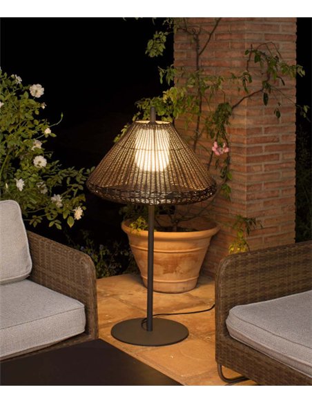 Lámpara de pie de exterior Saigon – Faro – Mimbre sintético, 100-200 cm