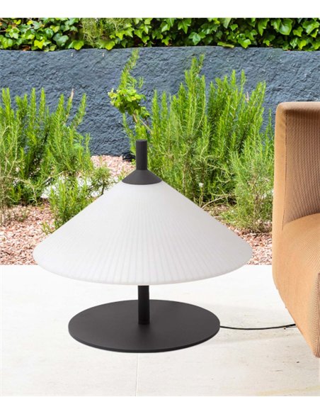 Lampara de pie/mesa para exterior Saigon – Faro – Pantalla R55 blanco, 100 cm/200 cm