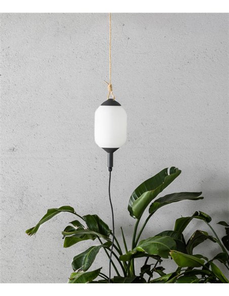 Lámpara portátil y colgante de exterior Saigon – Faro – Gris oscuro+blanco