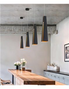 Lámpara colgante Pluma - Faro -  Lámpara negra o blanca de diseño elegante y sofisticado. Iluminación ambiental LED