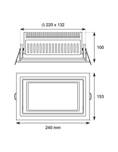 Downlight empotrable 5076 - Conalux - Lámpara de techo basculante 30W 2
