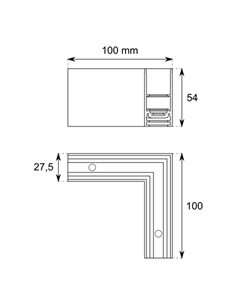 Conexión ''L'' horizontal para carril magnético de superficie - Conalux 2