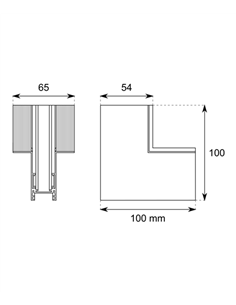 Conexión ''P'' vertical (pared, techo) - Conalux - Para carril magnético de empotrar  2
