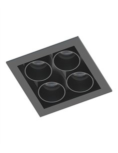 Lámpara empotrable de techo Hera Q1 - Conalux - Diseño cuadrado negro, 4 focos