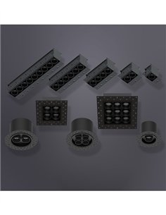 Lámpara empotrable Hera QEP - Conalux - Diseño cuadrado negro con 4 focos