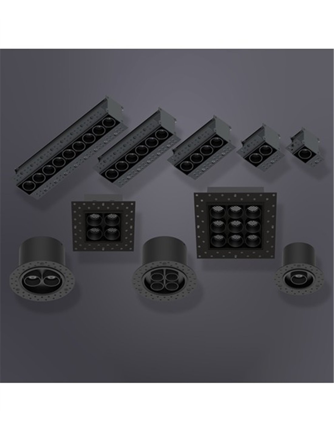 Lámpara empotrable Hera QEP - Conalux - Diseño cuadrado negro con 4 focos Lámpara empotrable Hera QEP - Conalux - Diseño cuadrado negro con 4 focos