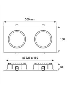 Foco de techo empotrable - Conalux - Downlight con 2 o 3 luces orientables