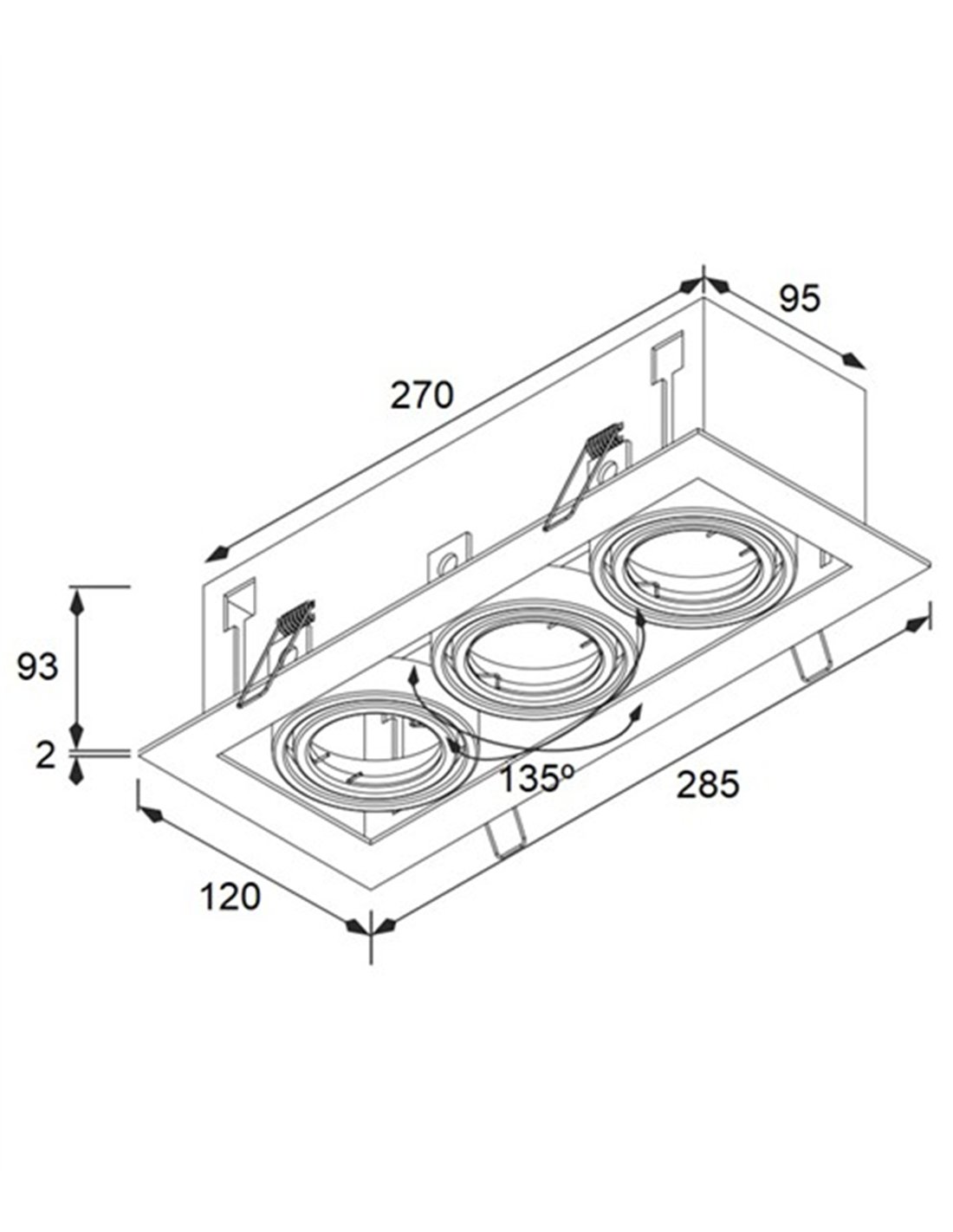 Lámpara de techo empotrable 3010 - Conalux - Downlight lineal con 3 o 4 focos orientables Lámpara de techo empotrable 3010 - Conalux - Downlight lineal con 3 o 4 focos orientables